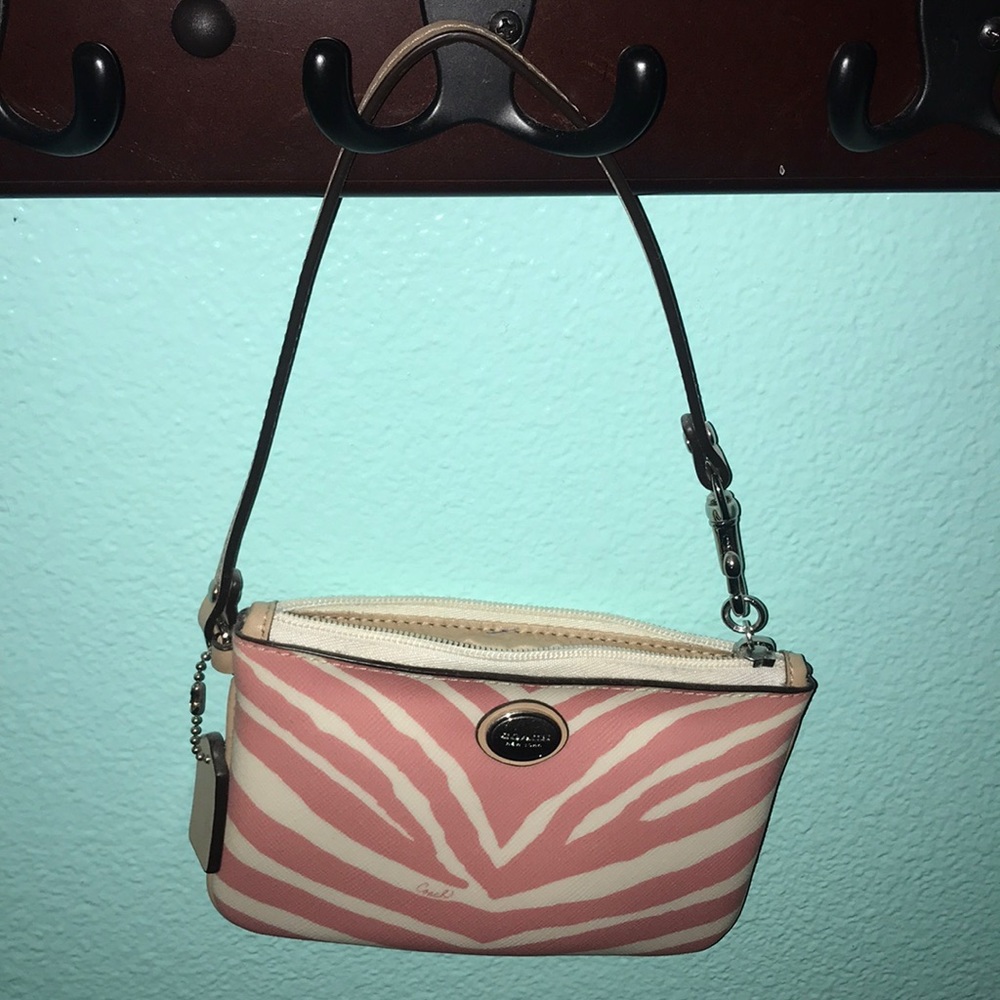 Coach Pink zebra mini purse